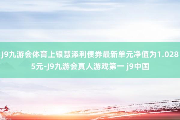 J9九游会体育上银慧添利债券最新单元净值为1.0285元-J9九游会真人游戏第一 j9中国