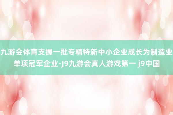 九游会体育支握一批专精特新中小企业成长为制造业单项冠军企业-J9九游会真人游戏第一 j9中国
