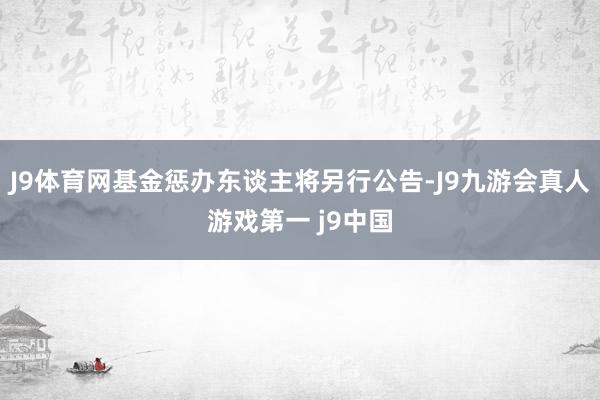 J9体育网基金惩办东谈主将另行公告-J9九游会真人游戏第一 j9中国
